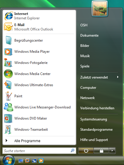 Vista's Startmenü