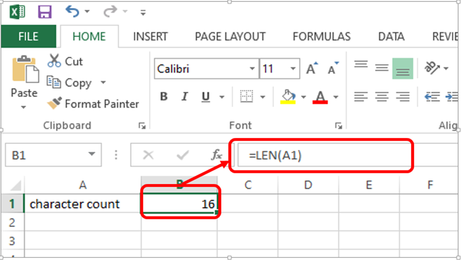 microsoft excel character count cell